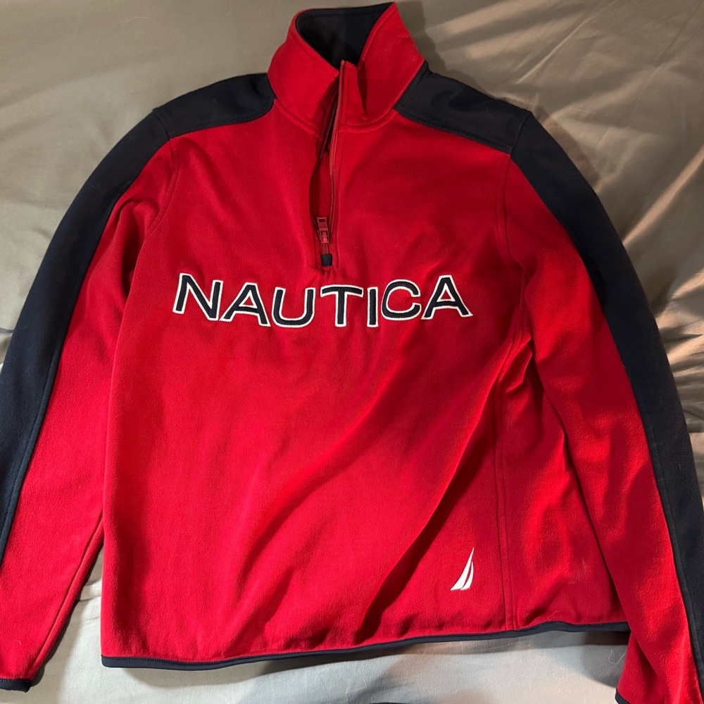 Nautica Red/Navy Pullover Quarter-Zip
